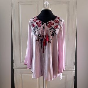 Andree by Unit Pink Embroidered Top Size XL